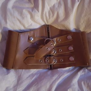 Brown leather corset